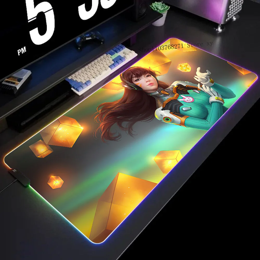 

DVa Overwatch Game Mousepad XXL RGB Gaming Mouse Pads HD Black Gamer Accessories Large LED