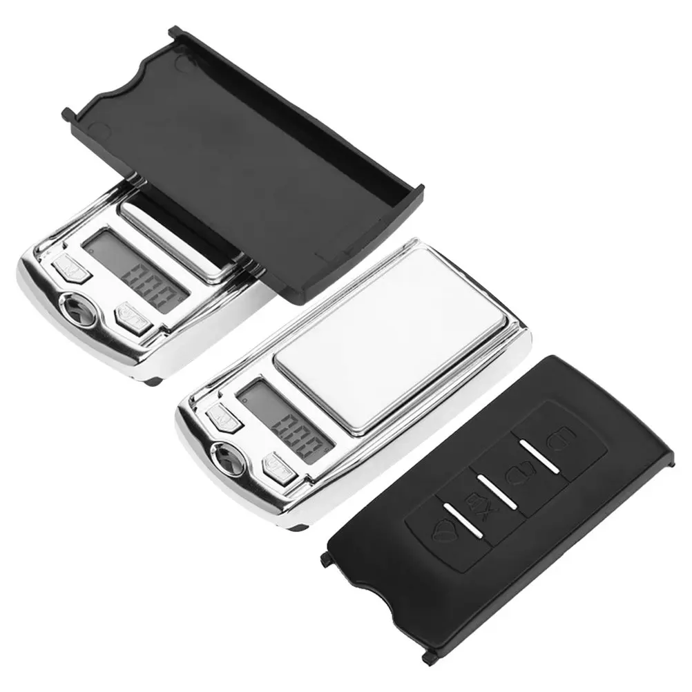 2Pcs Mini Electronic Pocket Scale Car Key Shape Compact Digital LCD Food Jewelry Weighing Kitchen Baking Cooking Precision