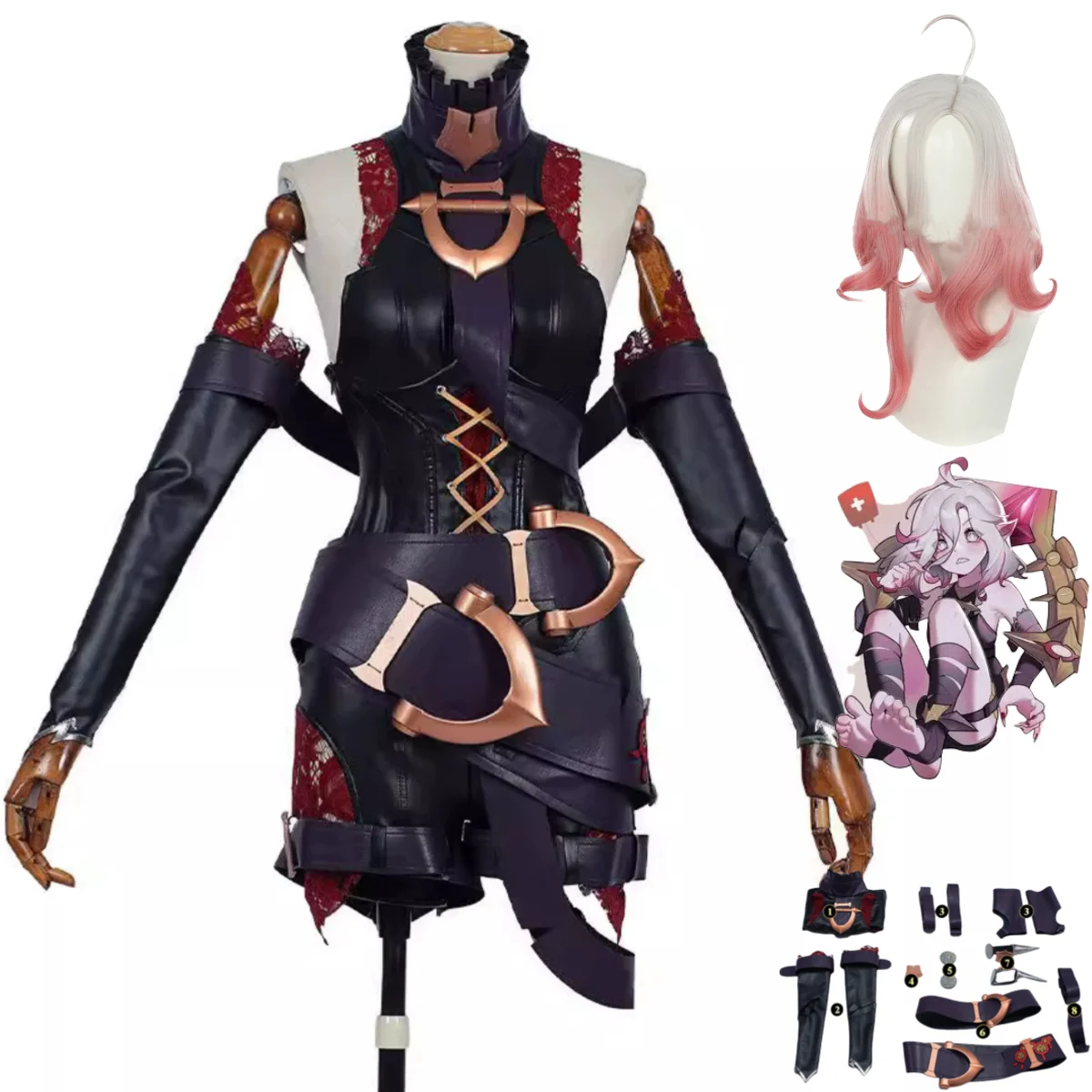 

Game Briar Cosplay Costume Anime Noxus The Restrained Hunger Vampires PU Jumpsuits Wig Adult Woman Sexy Party Carnival Suit