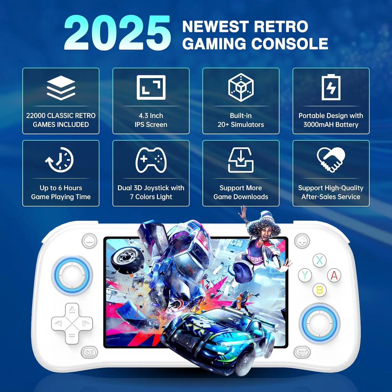 DEZORQ XF43 Retro Game Console 20+ Emuladores Consolas portáteis portáteis Tela de 4,3 polegadas 64G 128G 18000+ Jogos Jogador de jogos