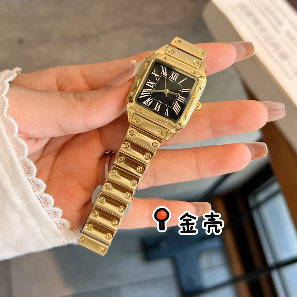 أزياء العلامة التجارية ساعات المعصم النساء فتاة السيدات ساحة جميلة الأرقام الرومانية نمط الصلب المعادن الفرقة الكوارتز ساعة فاخرة CA188