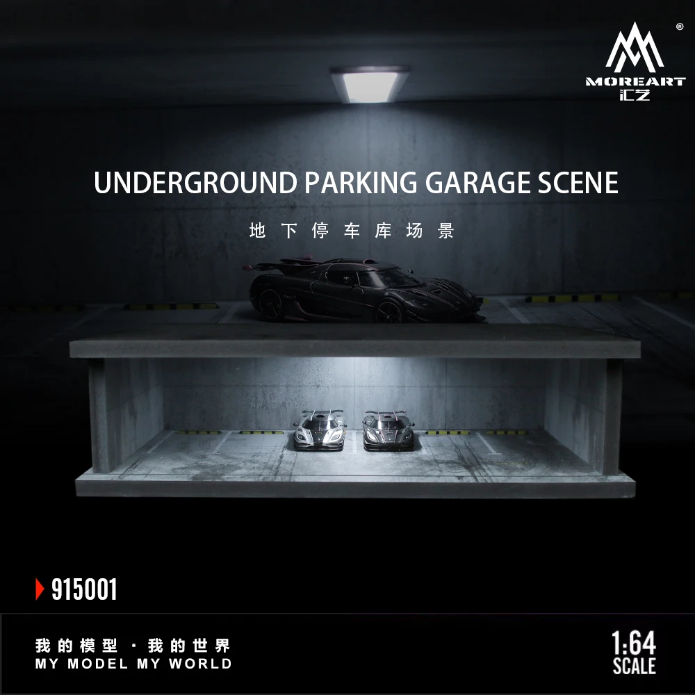 MoreArt 1/64 Underground parking lot LED lighting version assembled model scene set