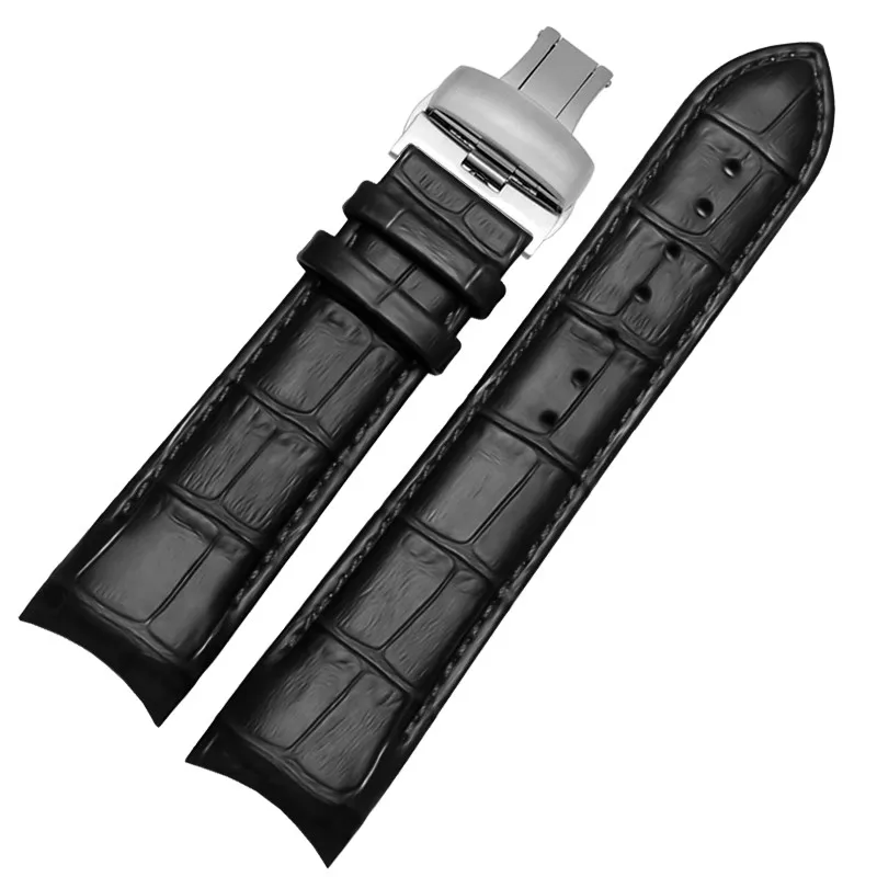Curved End Genuine Leather Watchband 22mm 23mm 24mm for Tissot Couturier T035 Watch Band Steel Buckle Strap Wristband Bracelet