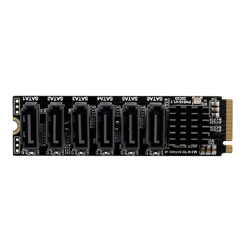 M.2 to SATA3.0 Adapter Card 6Gbps High Speed ASM1166 M.2 PCIE to SATA Expansion Card with Smart Indicator
