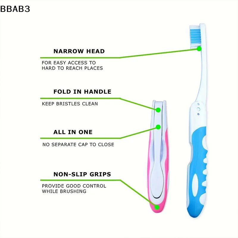 

【B】5/10 шт. портативных складных зубных щеток из мягкой резины и микрофибры для путешествий и пар