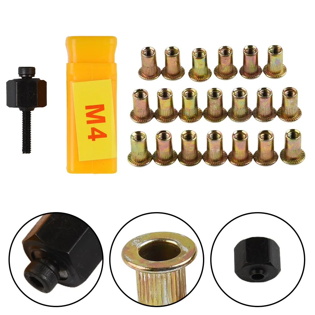 21PCS Hand Rivet Nut Head Nut Set M3- For Hand Rivet Tool Belt With 20pcs Nut Aluminum Nut Set Riveter Tip Spare Part Rivet Nut