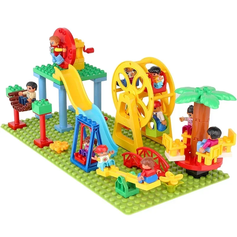 Big Building Blocks Slide Stair Swing Seesaw Ferris Wheel Series Compatible Duploe Large Brick Children Educational Toy Kid Gift