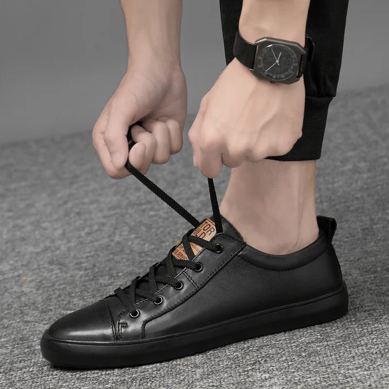 Genuine Leather Casual Shoes Men handmade sewing vintage shoes lace up Natural Rubber bottom shoes zapato de cuero hombre p4