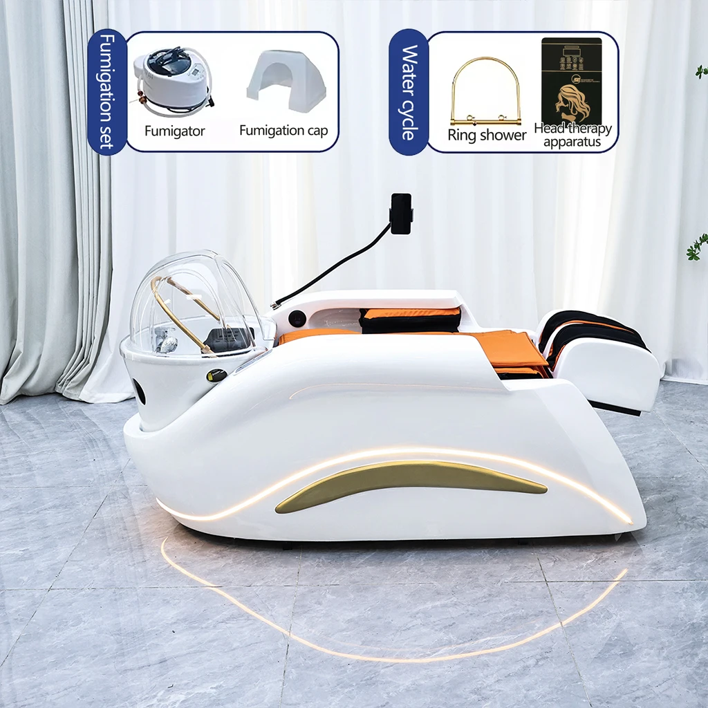 Electric adjustable hair spa chair head washing station shampoo massage bed for salon shop