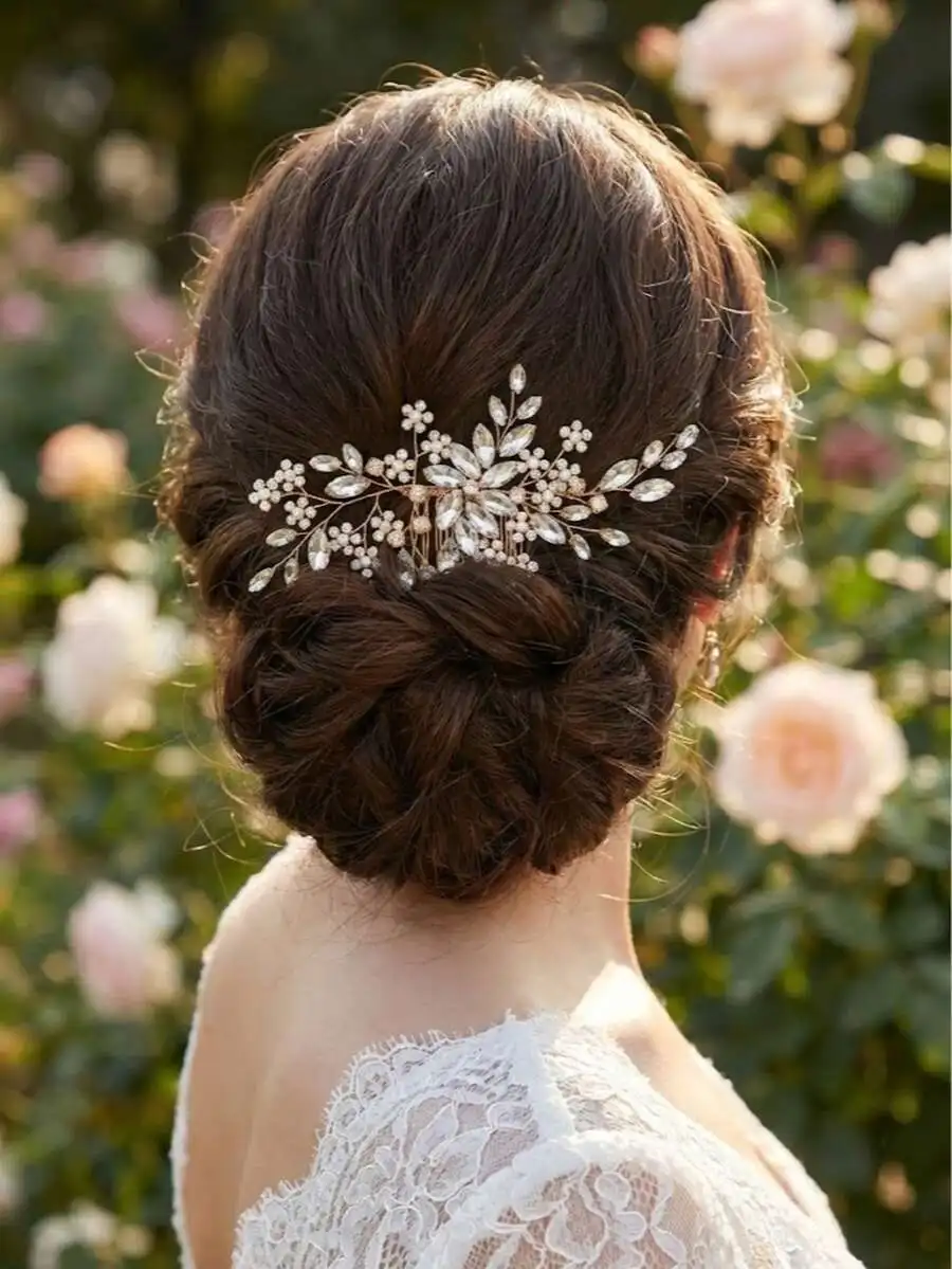 

Women Faux Pearl Rhinestone Hair Comb Luxury Crystal Decor Bridal Wedding Boho Tiara Hair Accessory