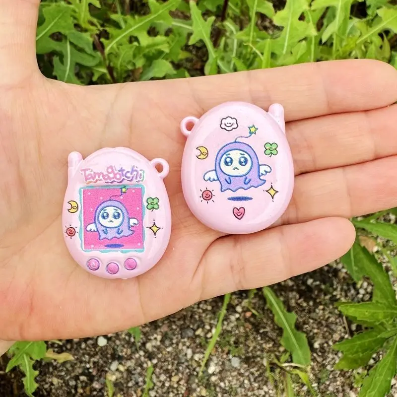 Painted Cartoon Multiple Styles Double Sided Print Tamagotchi Game Console Bead Phone Key Chain Charm DIY Jewelry - view 4