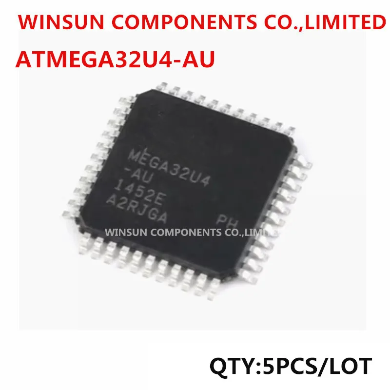 (5piece) 100% new imported original  ATMEGA32U4-AU chip 8-bit microcontroller AVR 16K flash USB TQFP-44