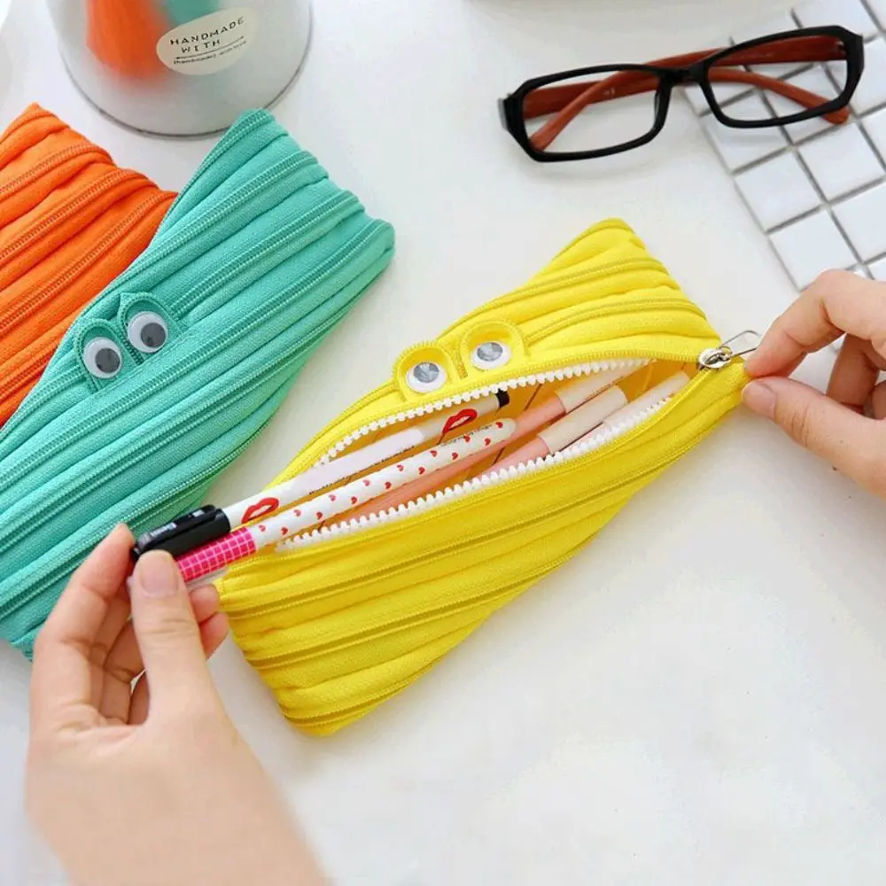 Rabbit Ear Zipper Makeup Lipstick Bag Large Capacity Solid Color Students Pencile Bag Korean Style Handbag