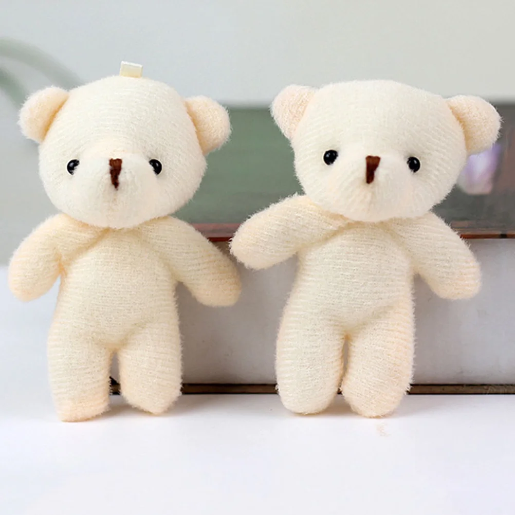 15pcs Mini Bear Pendant 11cm Cute Stuffed Bear Toy Lightweight Cartoon Keychain Accessory PP Cotton Easy Install