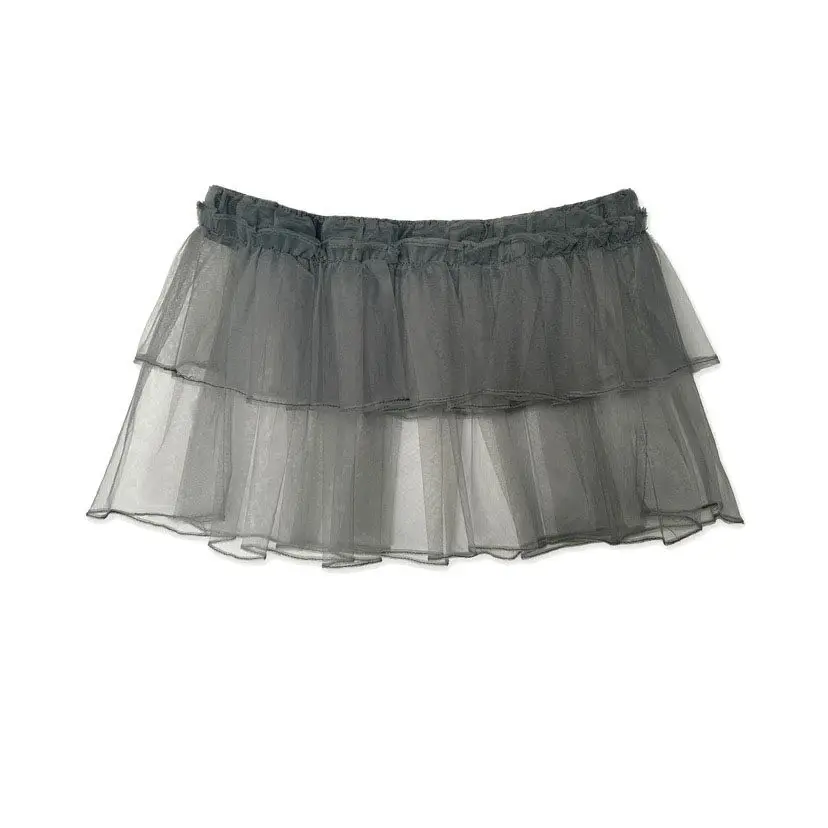 

Новая короткая сетчатая юбка-полусолнце серого цвета с жестким кружевом, эластичным поясом и многослойным дизайном для женщин