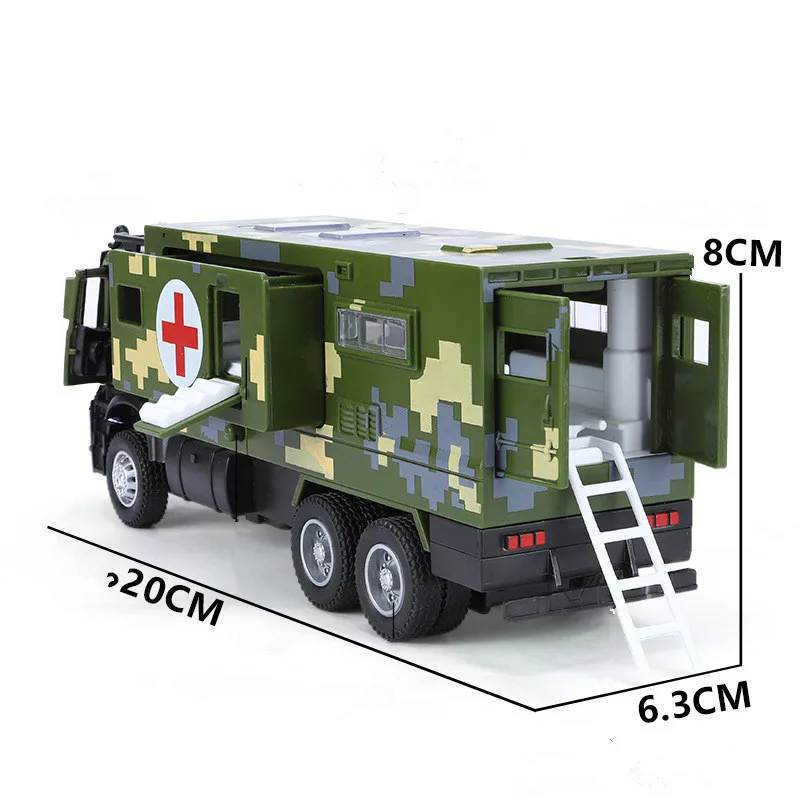 1: 35 合金プルバック救助医療車両モデル、軍用救急車のおもちゃ、模擬音と軽自動車のおもちゃ、卸売