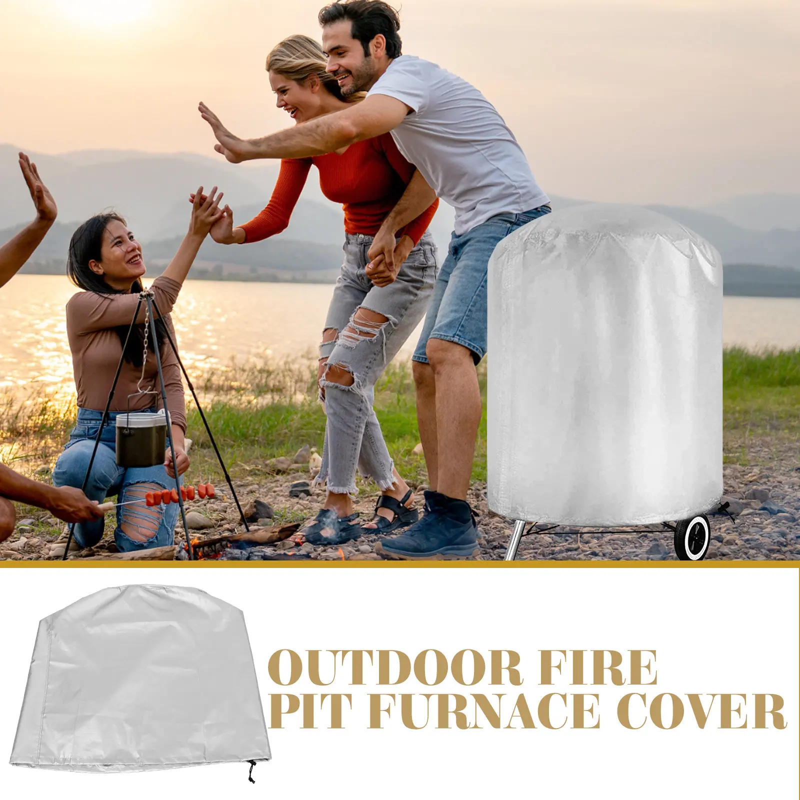 Outdoor Bbq Grill Cover Heavy Duty Waterproof Gas Barbecue Grill Protector with Drawstring Buckles for Garden Camping Windproof view 4