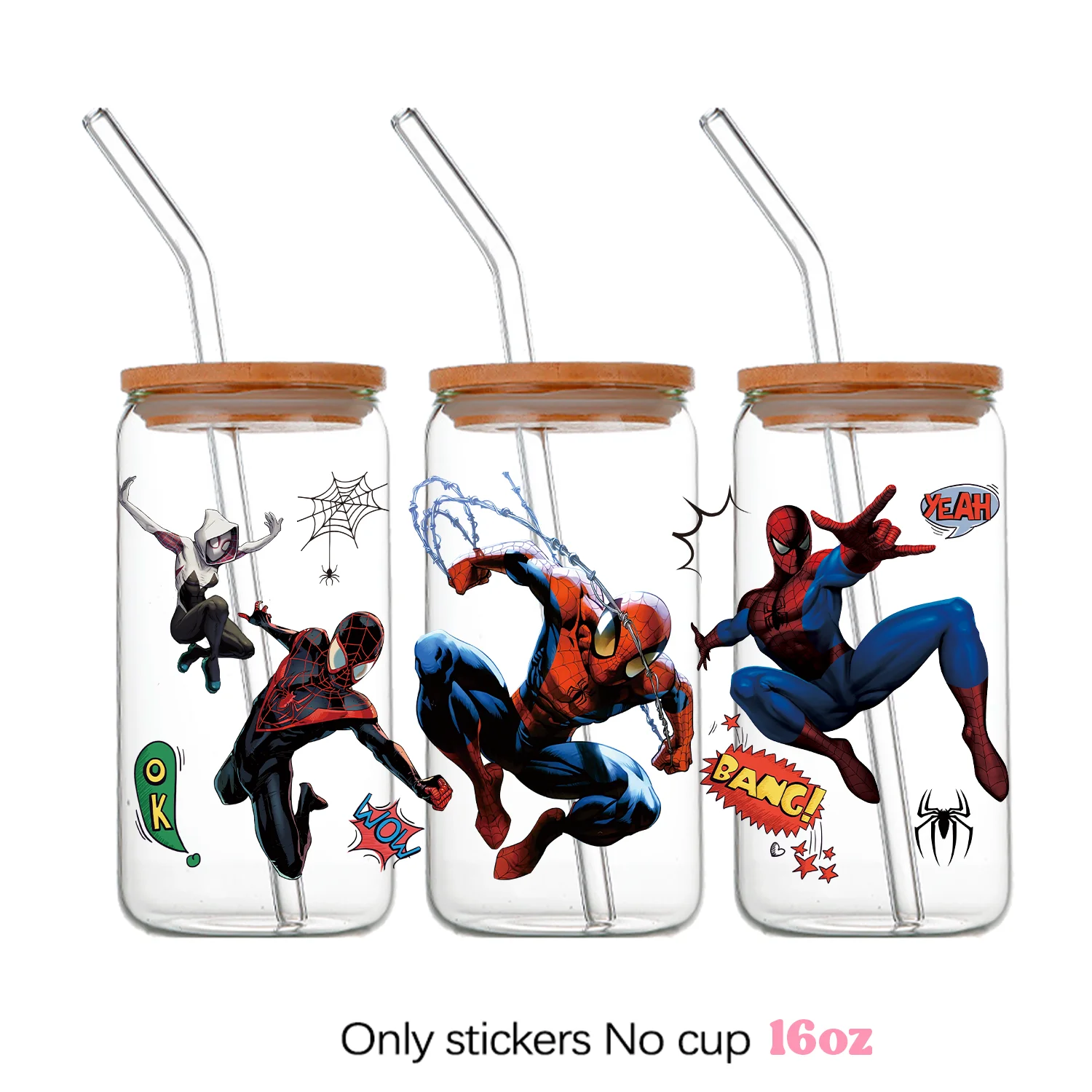 13pcs Spider-Man Transfer Stickers Cups Wrapping 16oz Peter Parker Diy Uvdtf Glass Bottle Window Laptop Uv Dtf  Wraps Decals