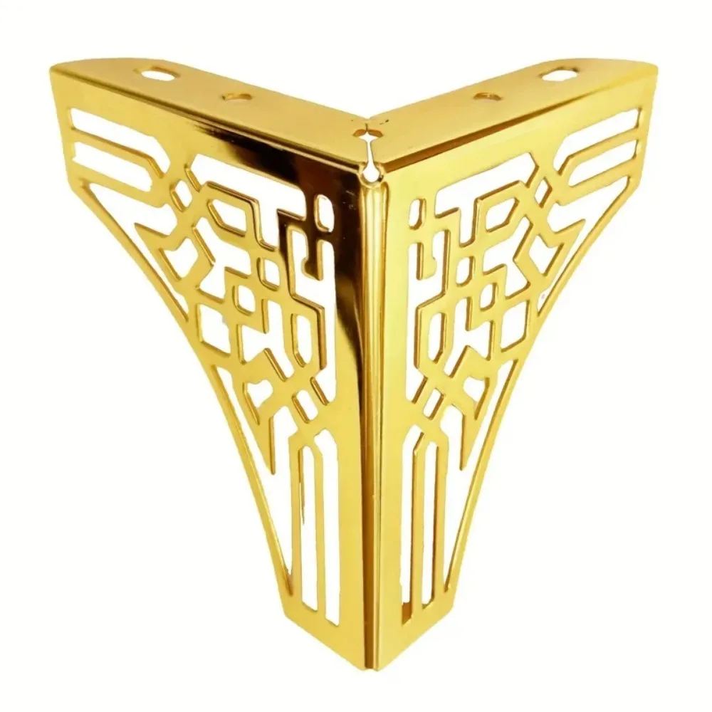 4Pcs Golden Geometric Metal Furniture Legs Hollow Polished Sofa Cabinet Feet Modern Decor Replacement Legs for Table