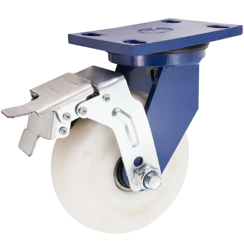 Heavy-duty high-density white nylon wheels, 6 inch heavy-duty machine trolley wheels, wear-resistant, durable