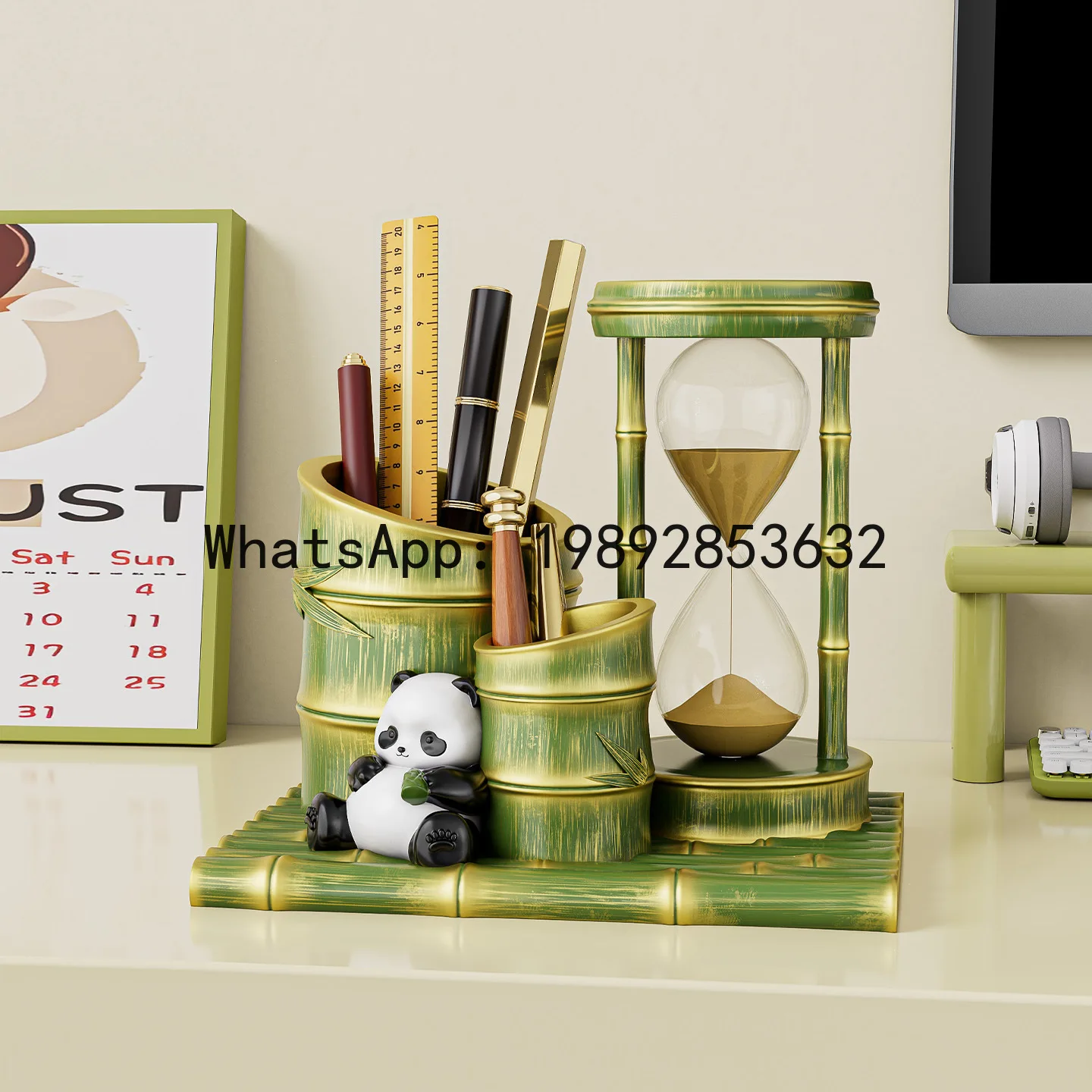 LYY     Creative Cute Panda Pen Holder Ornament Cultural and Creative Living Room Office Desk Desktop Storage Decoration Gift