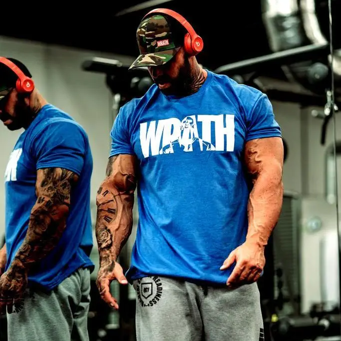 GYM Muscle Brother Fitness Cotton T-shirt Men Summer Breathable Loose Stretch Breathable Short Sleeve New Trend Training Clothes