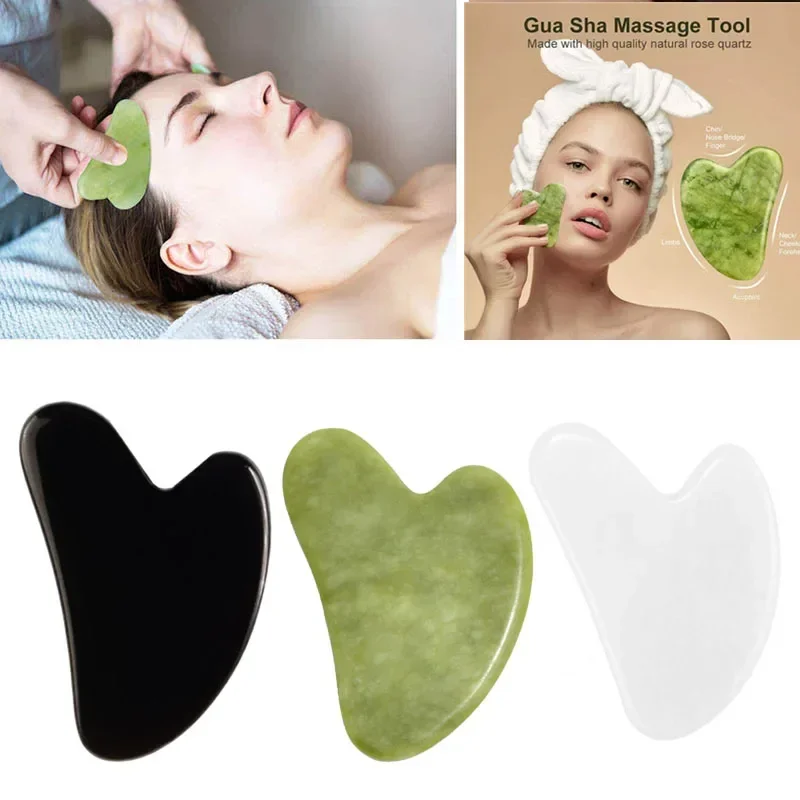 Piedra Natural GuaSha Jade belleza Facial herramientas de masaje raspado cuidado de la piel firme cara Gua Sha SPA rodillo de fisioterapia