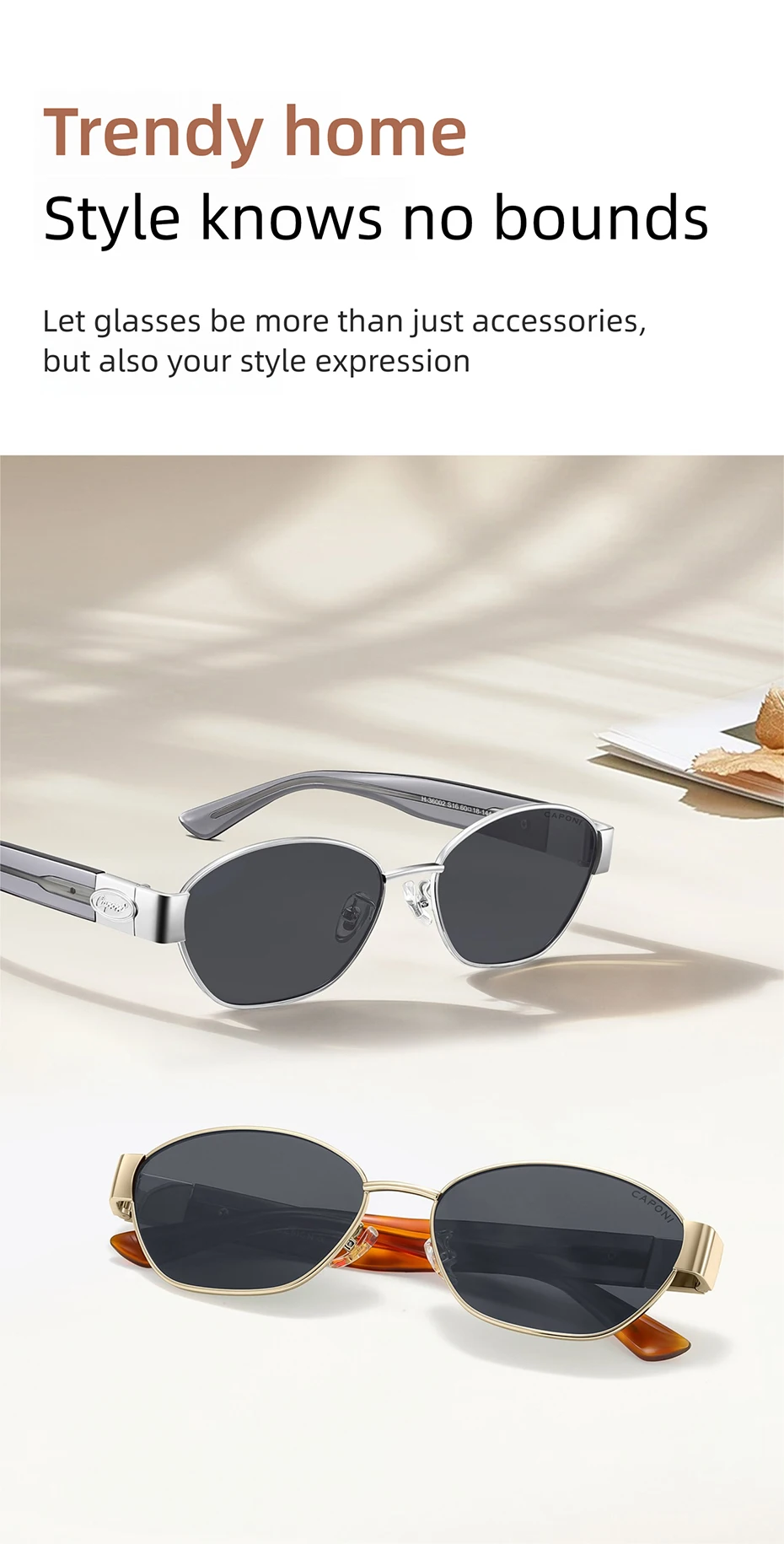 CAPONI Polarisierte Damen-Sonnenbrille, modisches Acetat, Outdoor-Vintage-Design, hochwertige Sonnenbrille, UV400, bernsteinfarbener Farbton, CP36002 – Detail 11