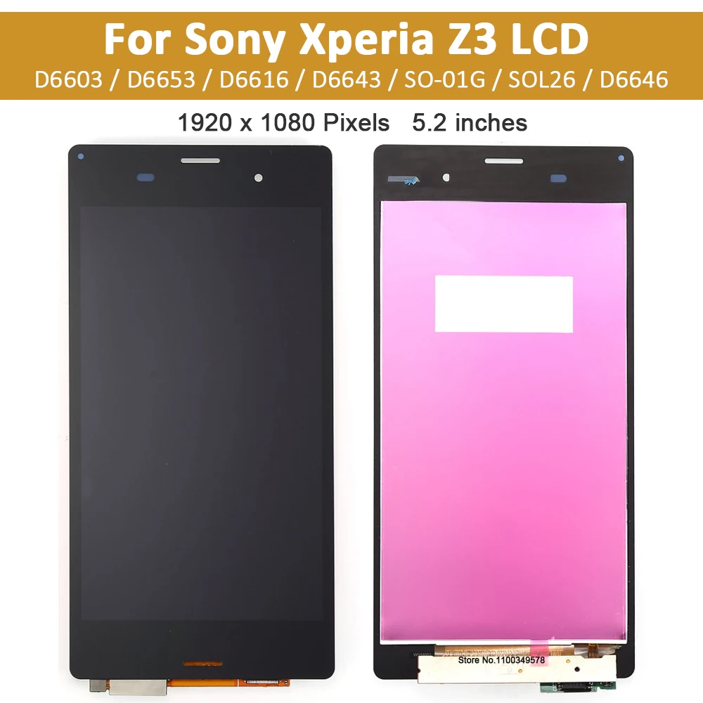 Imagem -02 - Display Lcd Original para Sony Xperia z3 Tela Sensível ao Toque Montagem Digitalizador com Moldura Painel Sony z3 D6603 D6633 D6653 5.2