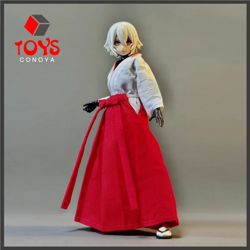 1/12 Classics Japanese Kimono Wide Sleeved White Top High Waisted Long Skirt Set For 6“ Mobile Suit Girl Action Figures Body