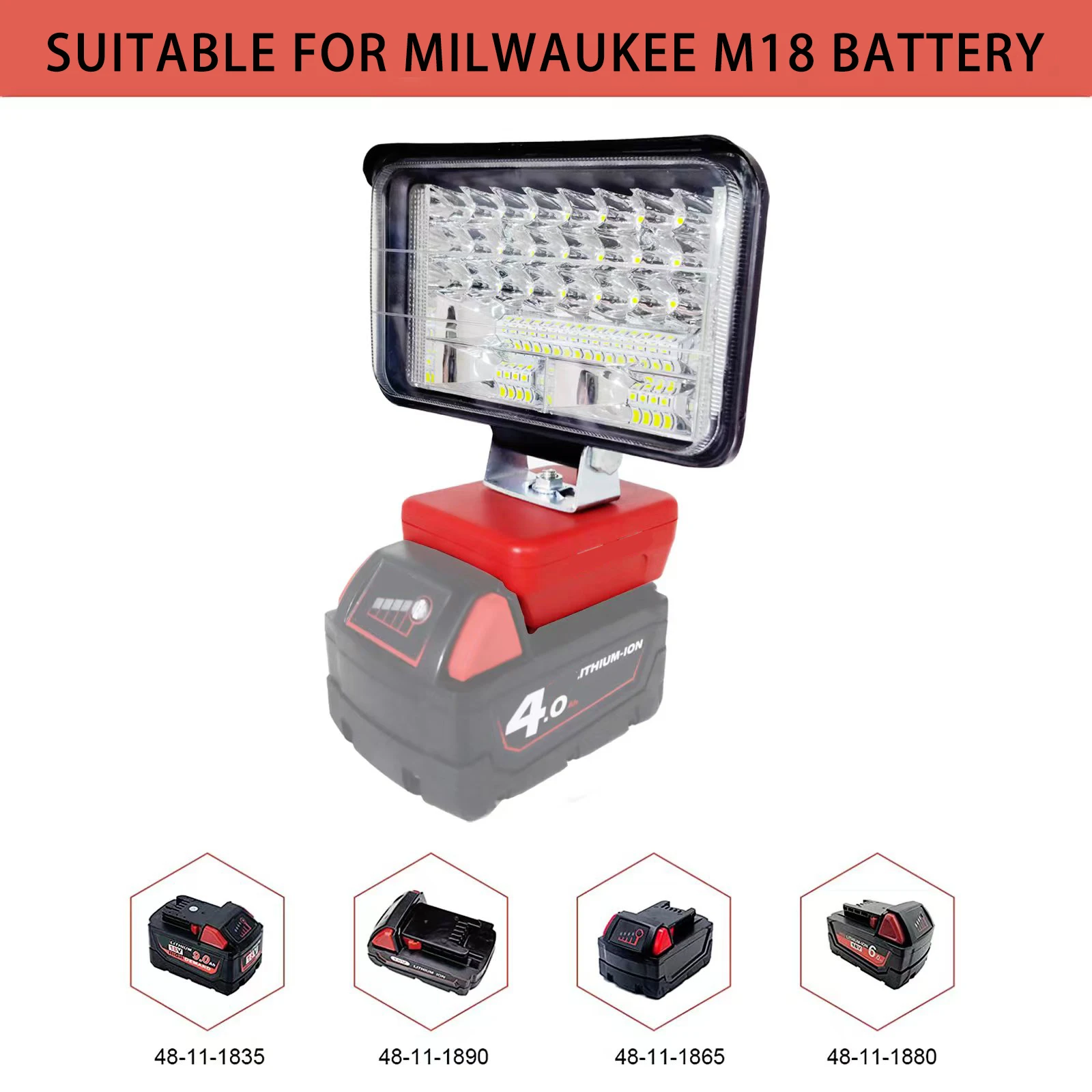 Imagem -02 - Carro Conduziu as Luzes do Trabalho Lanternas Tocha Elétrica Spotlight para Milwaukee M18 14.4v 18v Li-ion Bateria Alta e Baixa Ceam Controle o