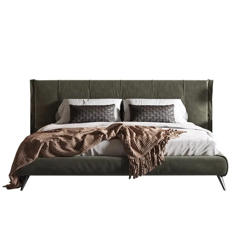 

Italian, minimalist, matte, fabric bed, light luxury, modern, simple, master bedroom, soft bag