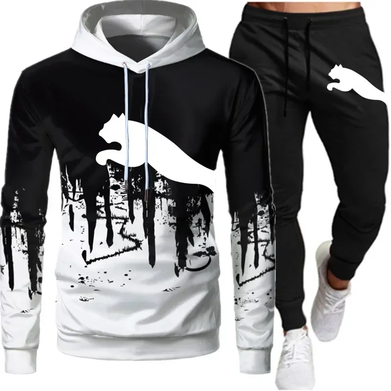 2025 Unisex Fashion Casual Trend Sweater Set Outdoor Sports Printed Pattern Sweater Two-piece Set Size