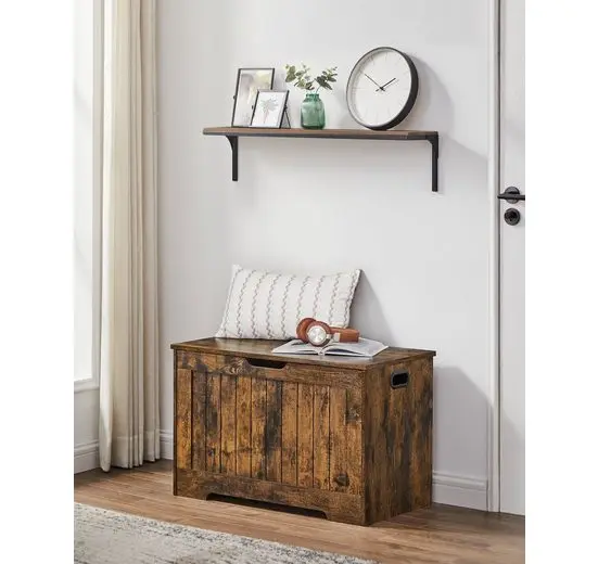 Songmics - vasagle Schuhbank Sitzbank mit Stauraum Sitztruhe 2 Sicherheitsscharniere Aufbewahrungsschrank Vintage-Stil 40 x 76 x 48 cm für