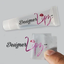 45x20mm 100pcs Custom Brand Logo Gloss Finish Vinyl UV Transfer 3D Sticker Label Decal Waterproof Selfadhesive For Lipgloss Tube