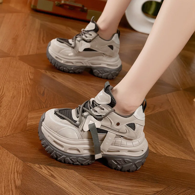 

Женские массивные кроссовки на платформе 9 см, зимние, с флисовой подкладкой, модные повседневные спортивные туфли