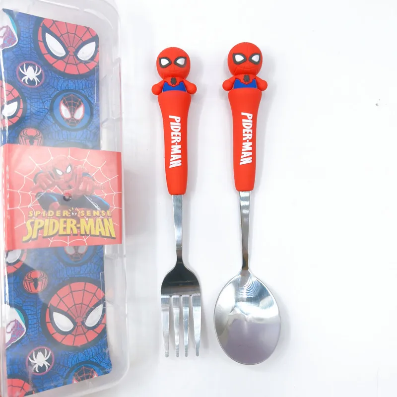 Cooles Besteckset für Kinder mit Helden-Motiv, aus Edelstahl, mit Gabel, Löffel und Messer, ABS-Griff, tragbar, mit Aufbewahrungsbox für Schule, Reisen, als Geschenk für Kinder. – Detail 4
