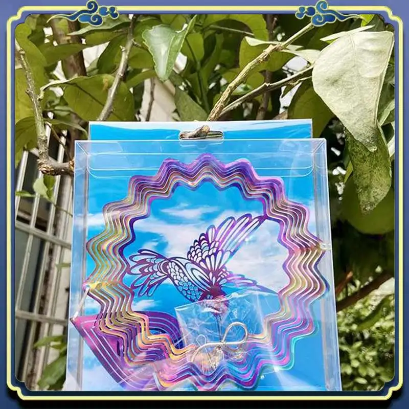 Latest 6 Inch Bird Wind Spinner Hanging Garden Decoration Combination Stainless Steel Colorful Bird