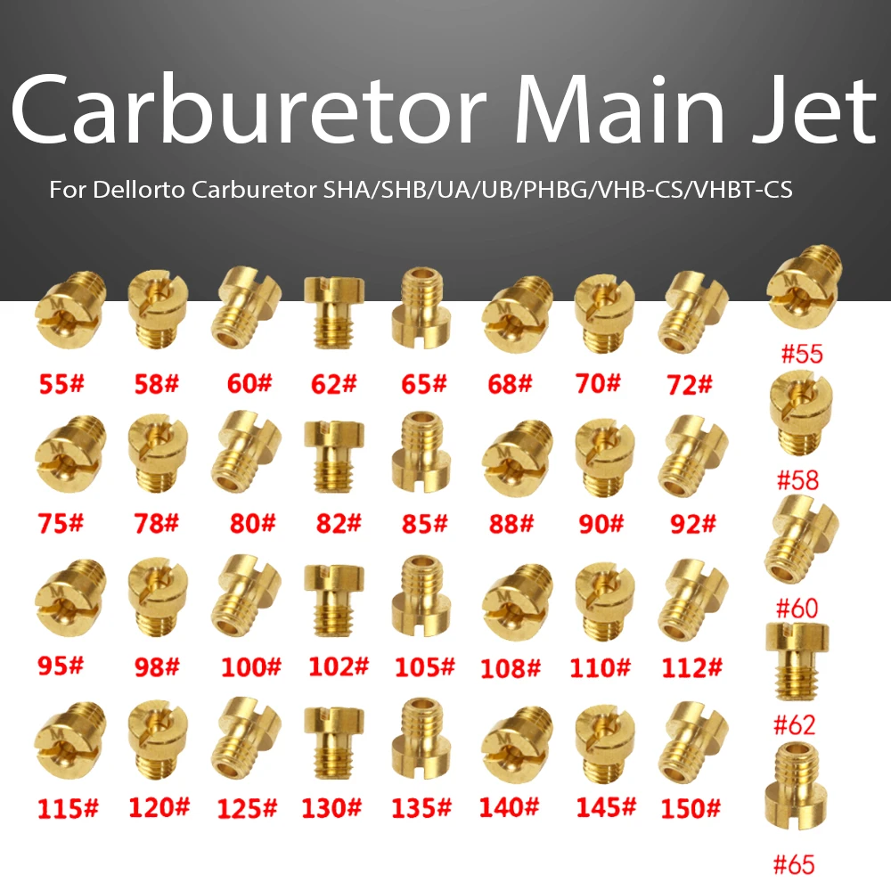 

5Pcs / 8Pcs Main Jet M5 5mm #55-150 For Dellorto Carburetor SHA/SHB/UA/UB/PHBG/VHB-CS/VHBT-CS Carb Injector Nozzle