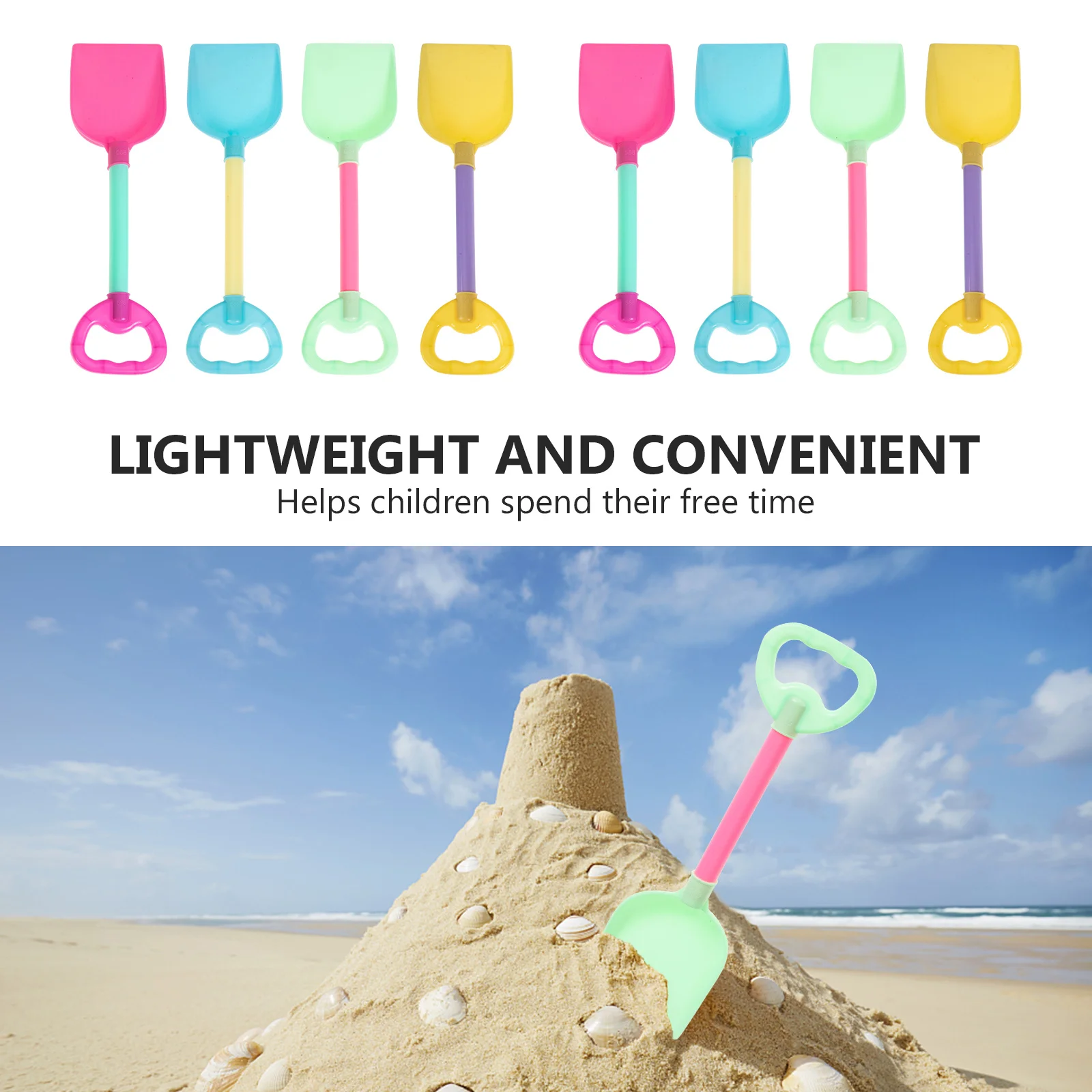 8 قطع من مجرفة الرمل للأطفال بألوان زاهية ومقاومة للاهتراء وخفيفة الوزن، مجرفة شاطئ إبداعية للعب الشاطئ، إكسسوار للأطفال #5