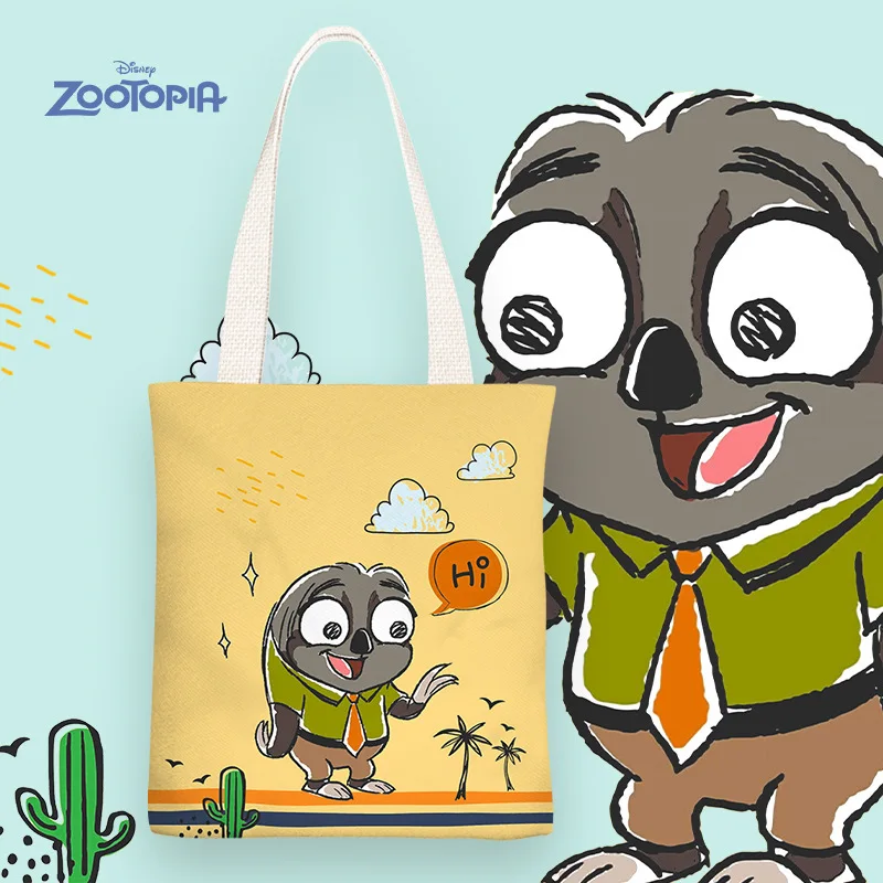 Disney Judy Hopps & Nick Wilde Canvas Bag Large Capacity Cartoon Student Shoulder Bag Portable Environmentally Friendly Shopping