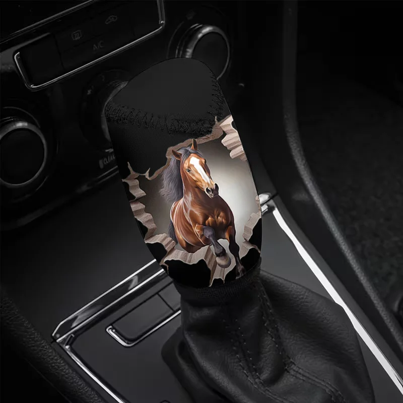 1pc, Galloping Horse Printed Gear Shift Dust Cover, Suitable For Various Car Models, Personalized Gear Shift Cover, Printed Desi