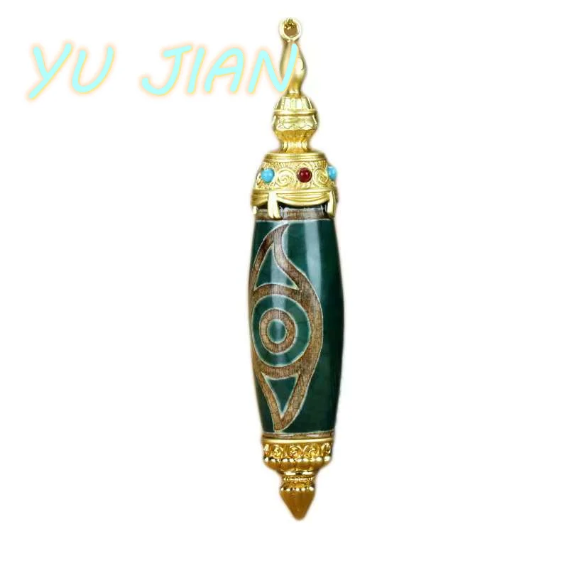 New With S925 Silver Gold Plated Chain Boutique Eye Dzi Inlaid Dzi-agate Natural Jade Pendant Necklace Fine Jewelry Chain-Neckla