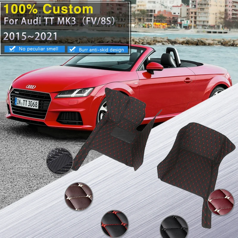 Car Floor Mats For Audi TT FV 8S MK3 2015~2021 Luxury Leather Mat Pad Rugs Protective Carpets Car Accessories Roadster 2 Seat