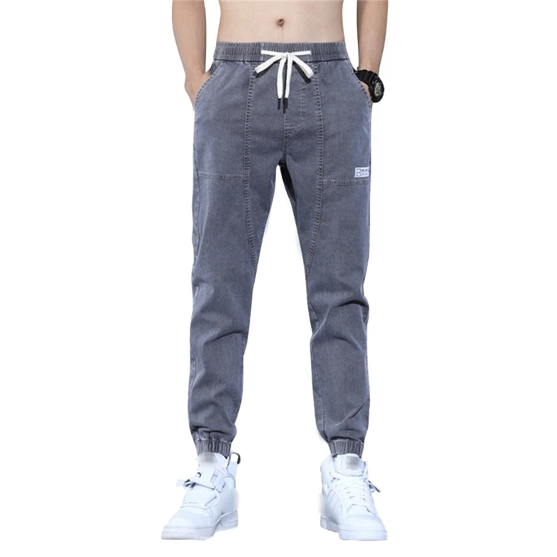 

All-matching Cargo Pants Casual Travel Pants Elastic Waist Trousers Drawstring Harem Pants Athletic Gym Pants for Men