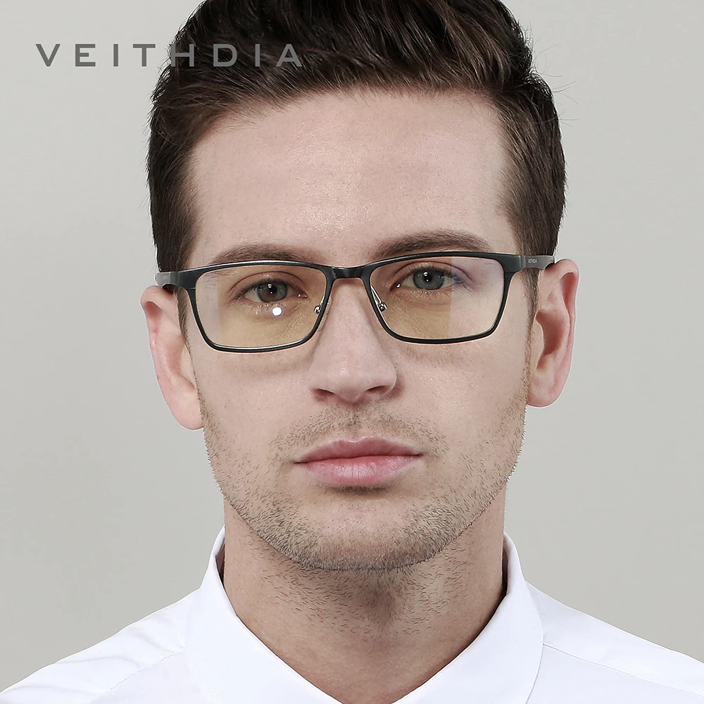 VEITHDIA Brand Women\'s Anti Blue Light Glasses Men\'s Computer Goggles Transparent Lens Eyeglasses Frame for Male Eyewear VE8706F