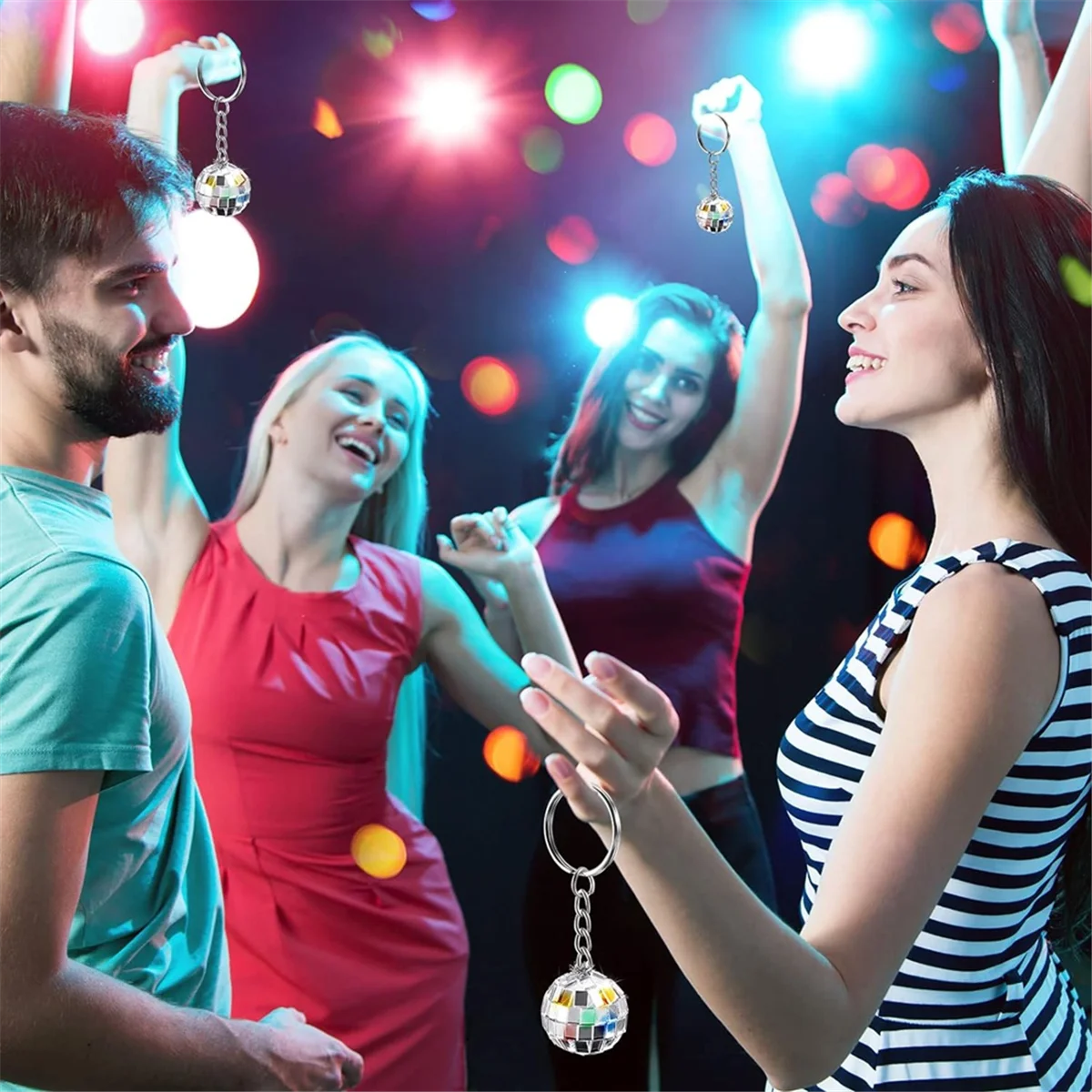 24 Pack Mini Mirror Disco Ball พวงกุญแจ Last Disco Bachelorette Retro 60 วินาที 70 วินาที Disco พวงกุญแจสําหรับ Party Favors ชุดร้อน