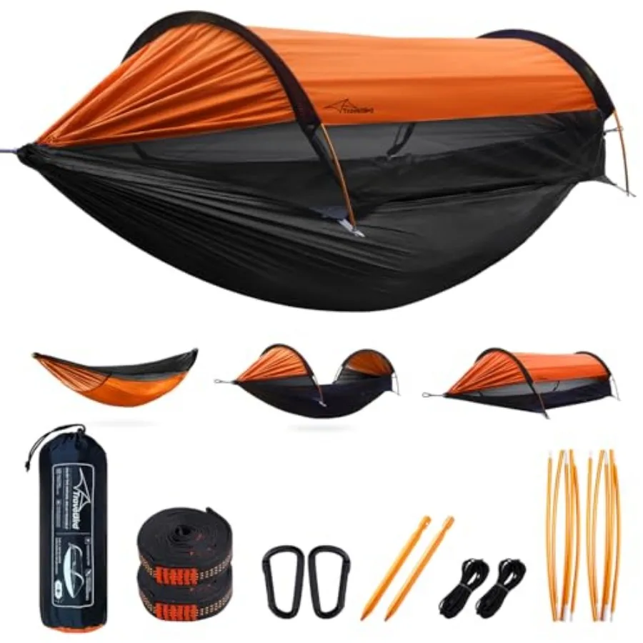 

Camping Hammock Tent with Mosquito Net and Sunshade, Extra Large for 2 Person, Lightweight Hanging Hammocks Tree Straps, Bivvy
