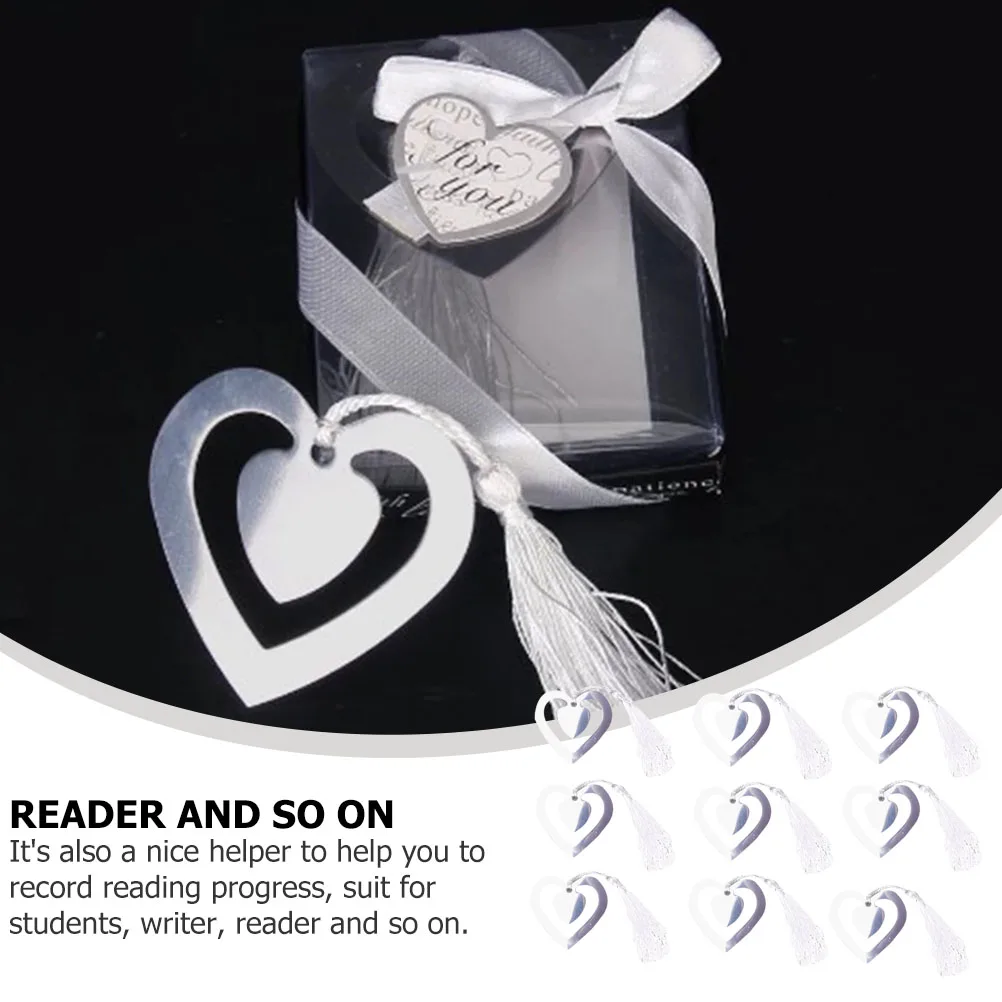 

10 Pcs Metal Bookmarks Hollow Out Creative Silver Tassel Bookmark Page Markers Wedding Souvenir Gift Accessories
