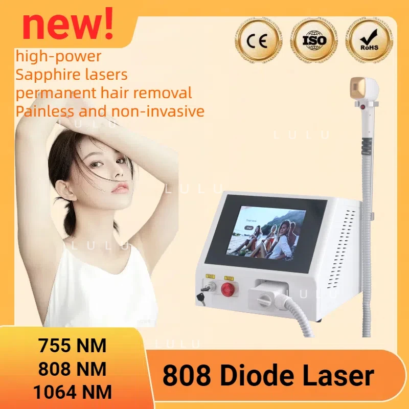 

Diode Laser 755 808 1064nm Multi Wavelengths Hair Removal Machine Cooling Head Painless Laser Epilator Face Body Hair Removal